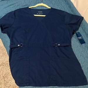 Navy Blue Scrub Top Sz L by Cherokee Luxe. NWT